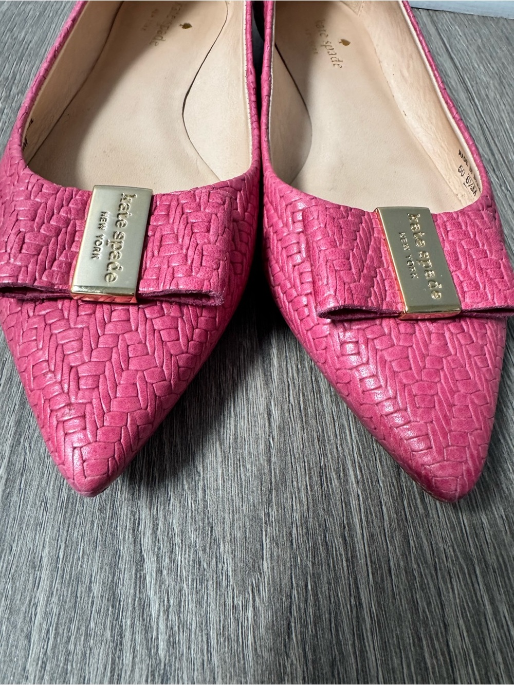 Kate Spade New York Deneuve Pink Woven Bow Flats 6.5 Medium - Picture 4 of 9